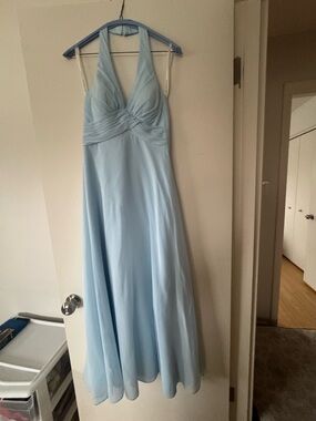 Azazie Light Blue Halter Maxi Dress
